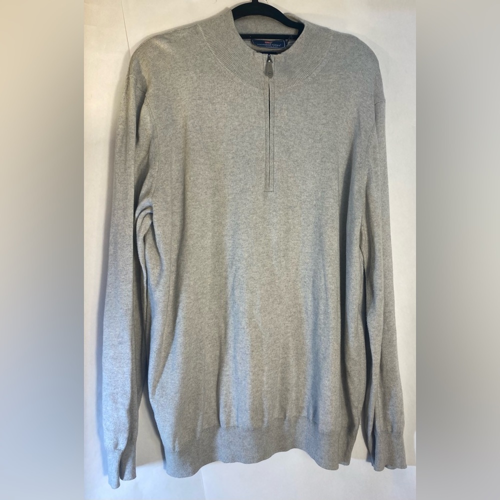 Vineyard Vines Shep & Ian Quarter Zip Sweater Cotton Cashmere Blend Italy XL